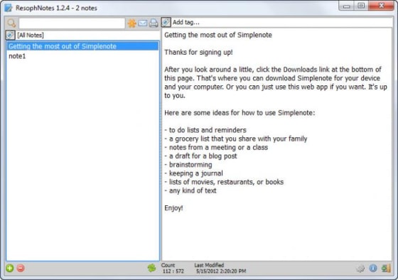 Image: ResophNotes main window screenshot